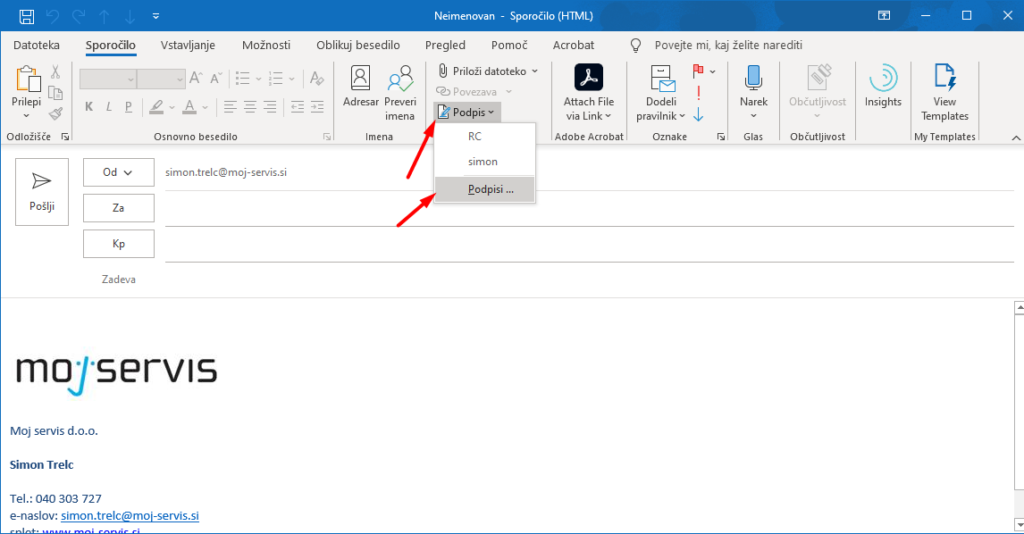 Microsoft Outlook Podpis